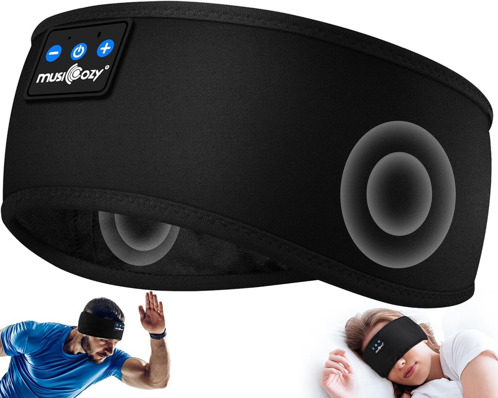 MUSICOZYの睡眠のヘッドフォンBluetooth 5.4 ヘッドバンド、スポーツの無線イヤホーンの汗の抵抗力があるイヤフォンはワークアウトの連続した涼しいガジェットの独特なギフトのための超薄いHDのステレオのスピーカーが付いているヘッドホーンを眠ります