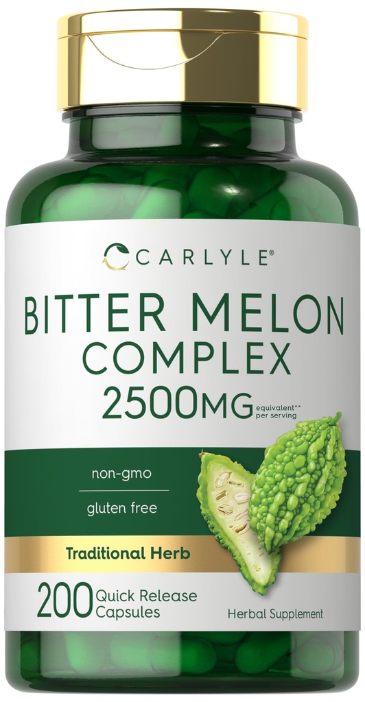 カルライルビターメロンカプセル 2500 mg | 200 カウント | 非GMO&グルテンフリーエキス | 複雑なサプリメント