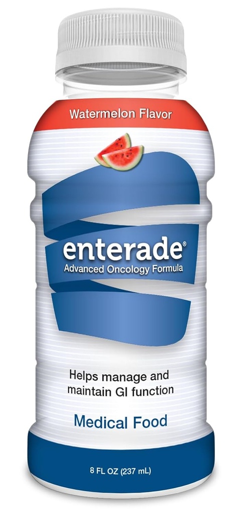 enterade Advanced Oncology Watermelon, 12 Pack, Clinically Proven Formula to Reduce GI Side Effects, Chemotherapy must have for women and men, Chemo Supportive Care Beverage, Liquid, 8 oz Bottles
