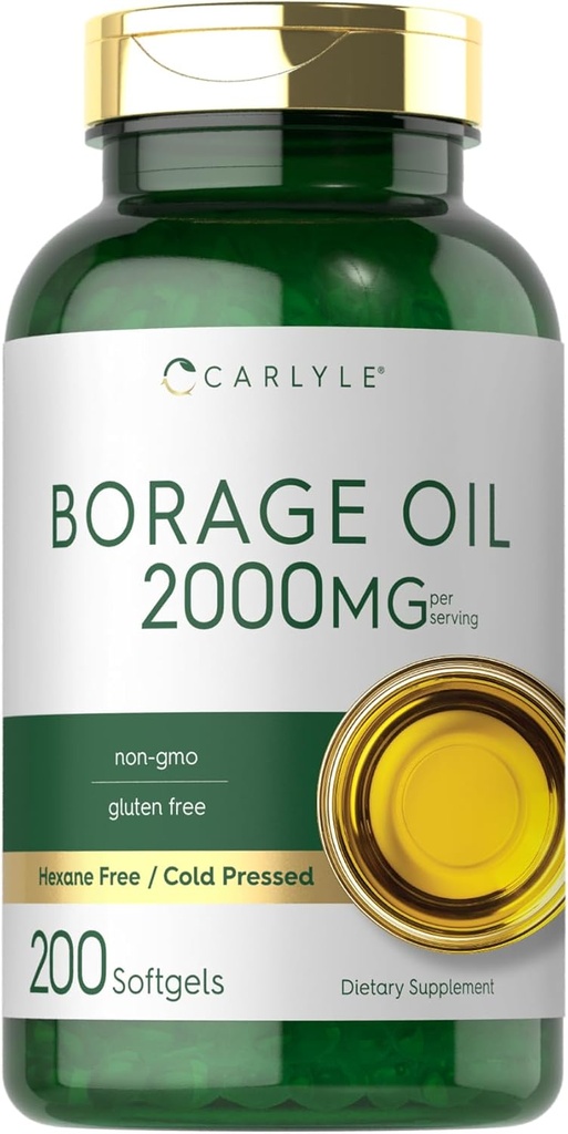 キャリーレボラージュオイルサプリメント | 2000mg | 200 Softgelカプセル | GLAの320mg | 冷間プレス&ヘキサンフリー | 非GMO&グルテンフリー