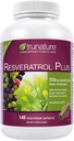 trunature Resveratrol プラス標準化トランスレスベラトロール 250 ミリグラム、140 ベジタリアン カプセル