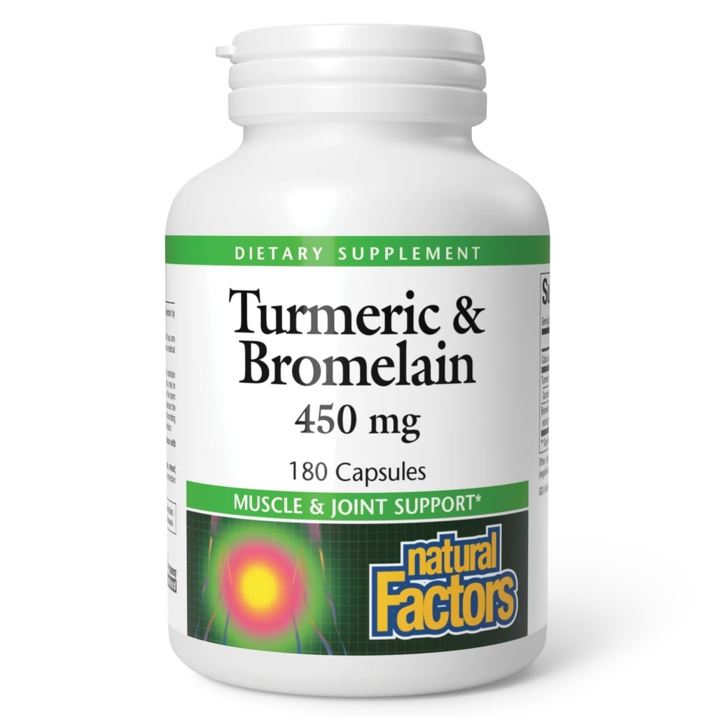 自然な要因、タービン及びBromelain 450のmg、筋肉および接合箇所サポート、180のカプセル