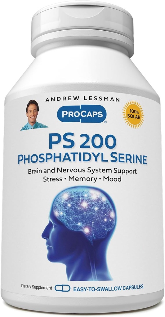 ANDREW LESSMAN PS 200 Phosphatidyl Serine 240 カプセル - 精神的な明快さ、肯定的な気分、記憶、認知機能をサポートします。 Neurotransmitterの生産および解放のための本質。 添加剤なし