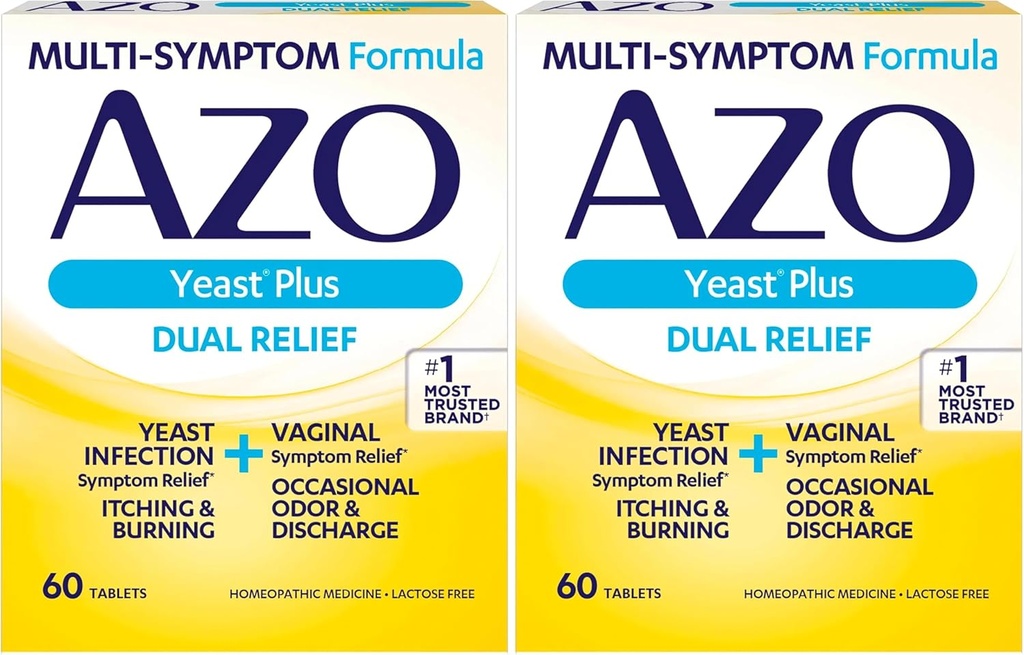 AZO Yeast Plusデュアルリリーフタブレット、イースト感染と腟の症状救済、かゆみを取り除きます。