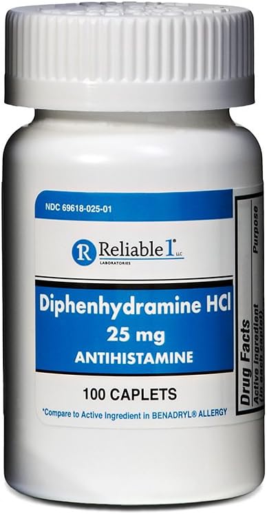 信頼できる1 Diphenhydramine HCI 25mgのAntihistamine 100の小冊子(1本のびん)