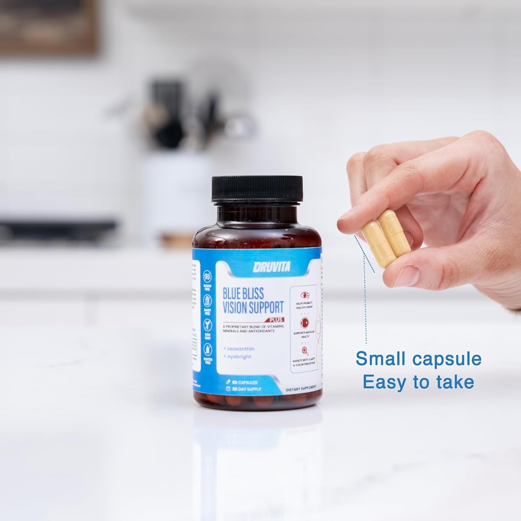 ブルーブリスビジョンサポート - ルテイン、ビオチン、ビルベリー、ゼアキサンチン付きの目のビタミン - ビジョンの健康と大人のための保存のためのビタミンサプリメント 60 ベジギーカプセル30日の供給