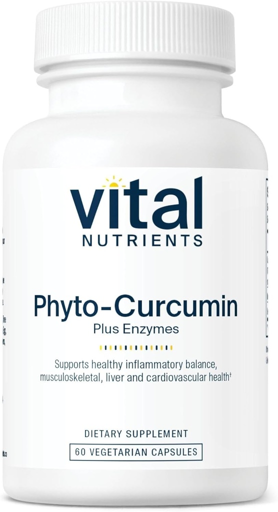 Vital Nutrients Phyto-Curcumin Plus Enzymes | Curcumin Supplements with Phytosome Extract | 筋肉、骨、肝臓、心の健康のサポート* | グルテン、乳製品、大豆無料 | 60カプセル
