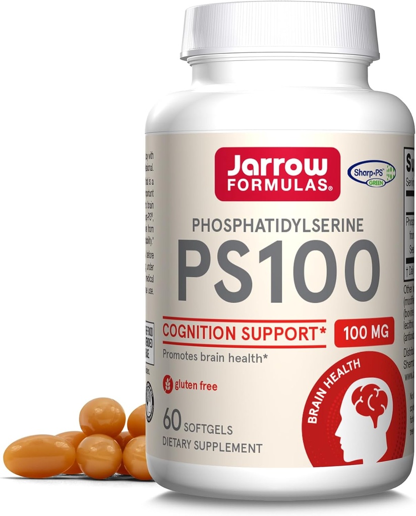 JarrowフォーミュラPS100 Phosphatidylserine 100 mg、脳の健康および認知サポート、60 Softgels、20-60の日の供給のためのサプリメント