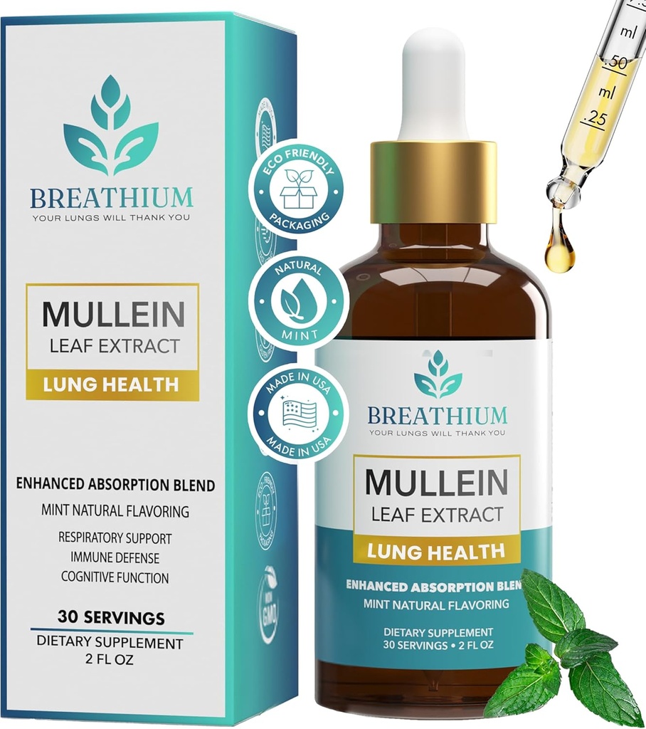 肺および腸の健康のための4-in-1 Mulleinの低下–Liposomal Mulleinの葉のエキス、ヒマワリのLecithin及び免疫、消化器、アレルギー及び粘液の救助のためのコリン–米国で作られる– 2ozペパーミント