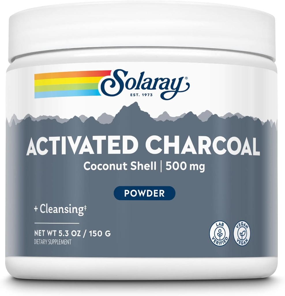 Solaray Activated Coconut Charcoal Powder 500 mg | Healthy Inner Cleansing & Digestive Tract Support | 300 Servings