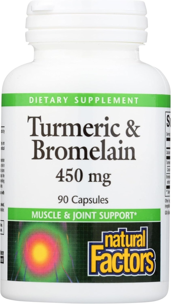 自然な要因、タービン及びBromelain 450のmg、筋肉および接合箇所サポート、90のカプセル