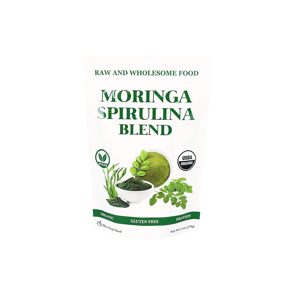 Chérie Sweet Heart Organic Moringa & Sprulina Superfood Blend, 6 oz – USDA Organic, Non-GMO, 完全菜食主義者の, エネルギーのためのグルテンフリーのスーパーグリーンパウダー, デトックス & 毎日のウェルネス