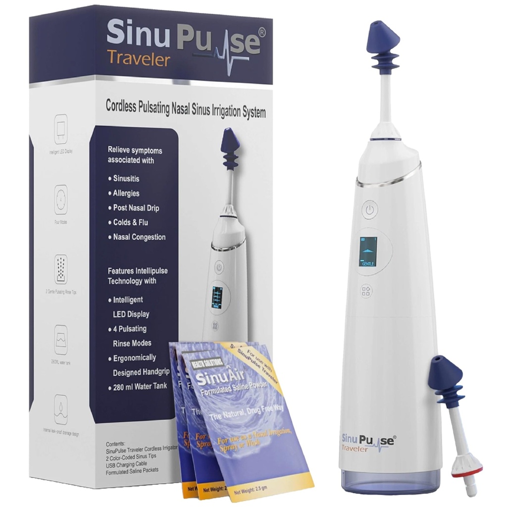 30 の Sinuair のパケットが付いている SinuPulse の旅行者 - 鼻の潅漑の Sinus のリンス システム、スペース節約の洗剤及び旅行のための救助機械、Neti の鍋か鼻のスプレーびんより有効な