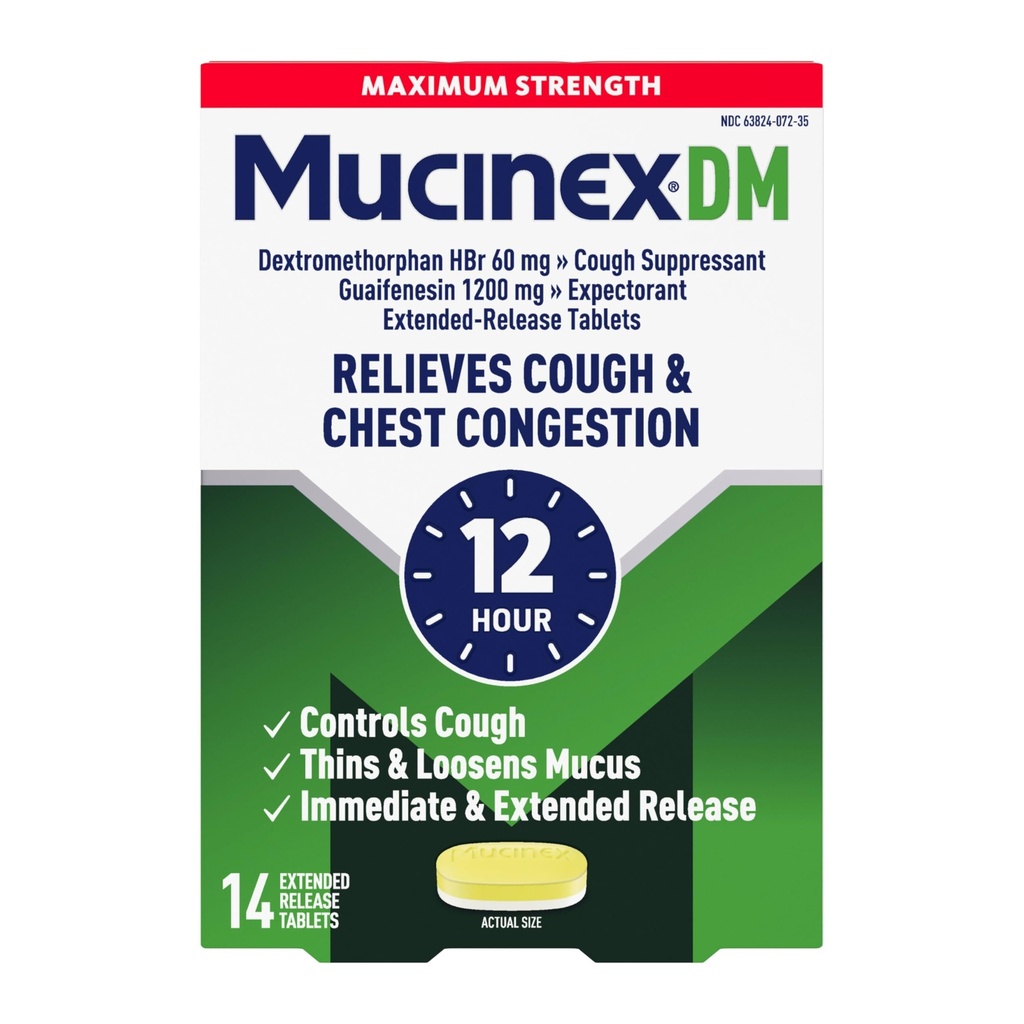 咳の抑制剤および Expectorant、Mucinex DMの最高の強さ12時間のタブレット、14ct、1200のmg Guaifenesin、Chestの輻輳を取り除きます、ぬれたおよび乾燥した咳、1人の医者はOTC Expectorantを推薦しました