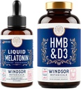 WINDSOR BOTANICALS HMB with ビタミンD3サプリメントと液体メラトニン3mg - ワークアウトと回復バンドル