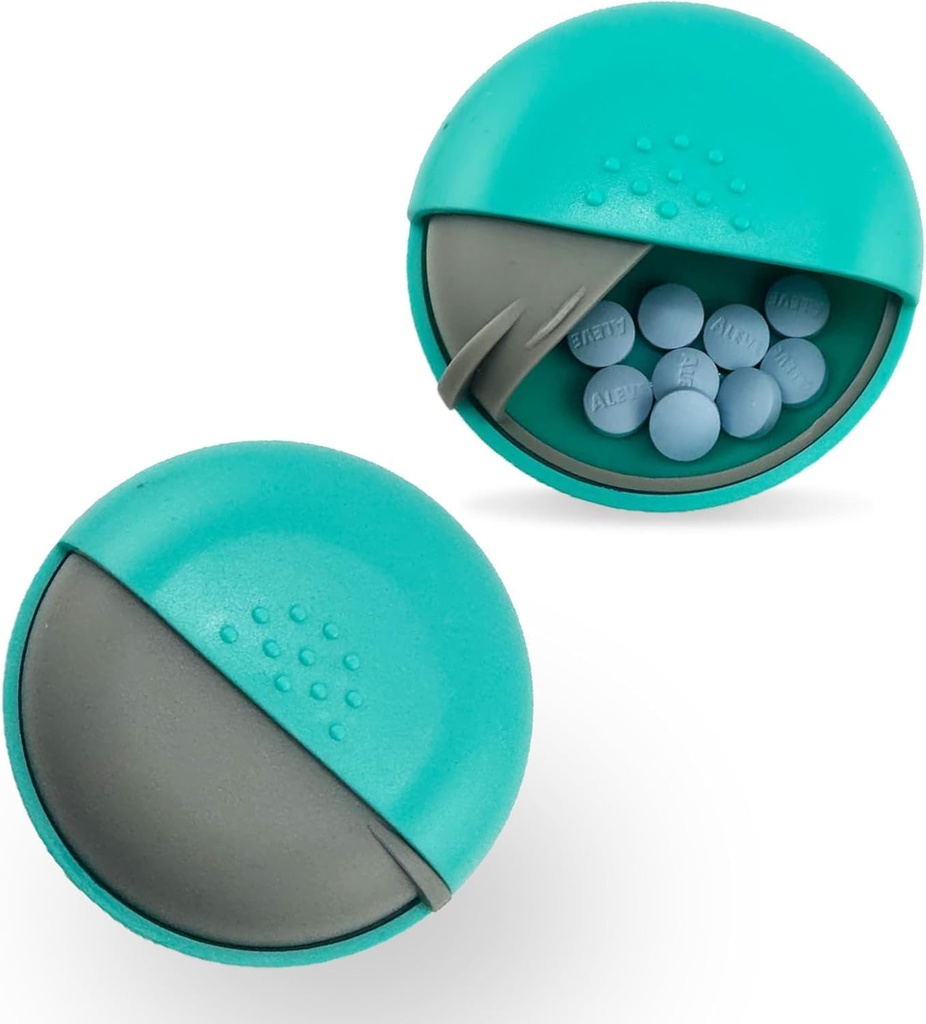 Round Travel Pill Organizer - Portable Small Pill Box for Purse - Compact, Leak-Proof Medicine Container for Pills, Vitamins, Fish Oil, Supplements - BPA-Free, Durable Design, 2.75" (Blue)