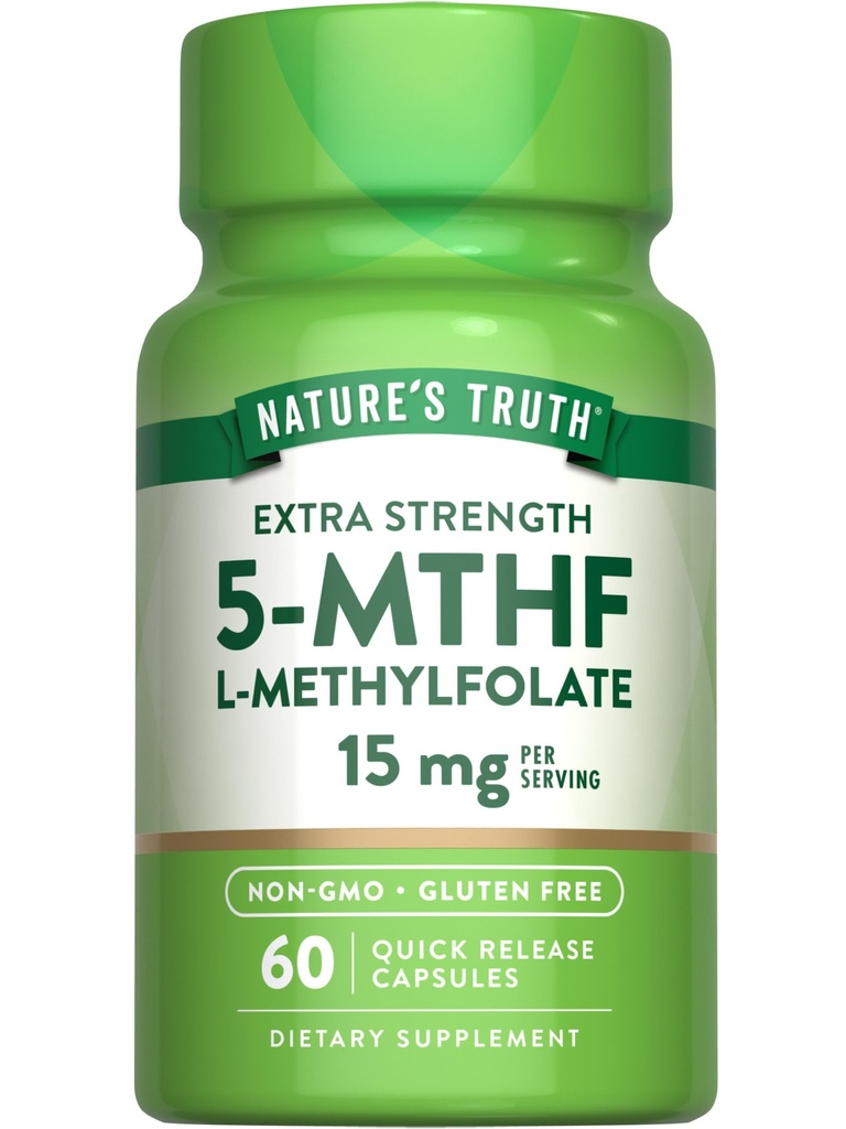 Nature's Truth L Methylfolate 15mg | 60カプセル | Non-GMO & グルテンフリーサプリメント | 余分な強度