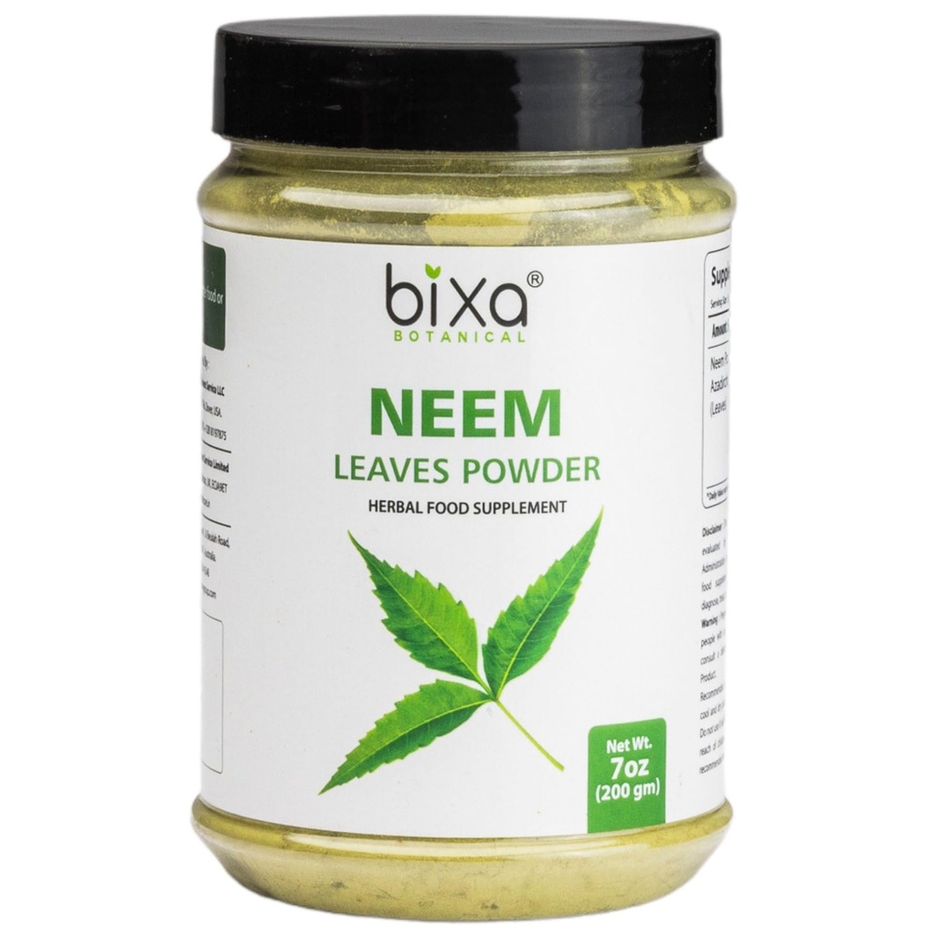 bixa BOTANICAL Neem リーフパウダー | Azadirachta Indica | 200 グラム / 7 OZ | Ayurvedic Anti Allergic Herbal Supplement | グルテンフリー、非GMO、蒸気処理、ビーガン。