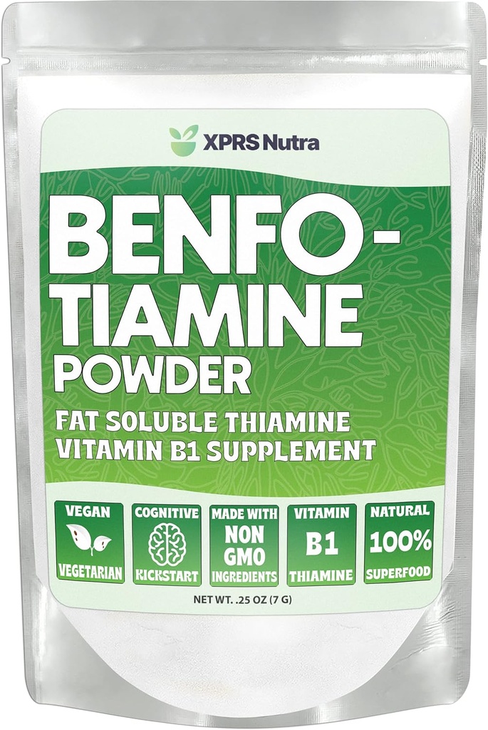 XPRS Nutra Benfotiamineの粉(チアミン) - 脂肪溶性の幸せな中心のチアミンの補足 - 認知ブーストのための高度のビタミンB1 Benfotiamine - ビーガン友好的なBenfotamineの粉(.25 Ounce)