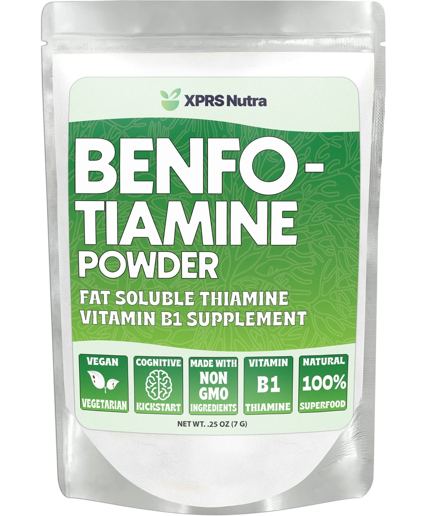 XPRS Nutra Benfotiamineの粉(チアミン) - 脂肪溶性の幸せな中心のチアミンの補足 - 認知ブーストのための高度のビタミンB1 Benfotiamine - ビーガン友好的なBenfotamineの粉(.25 Ounce)