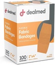 Dealmedの生地の非棒が付いている適用範囲が広い付着力の包帯、乳液は、最初の援助のキット、2" x 4"のための傷の心配放します(100の箱)