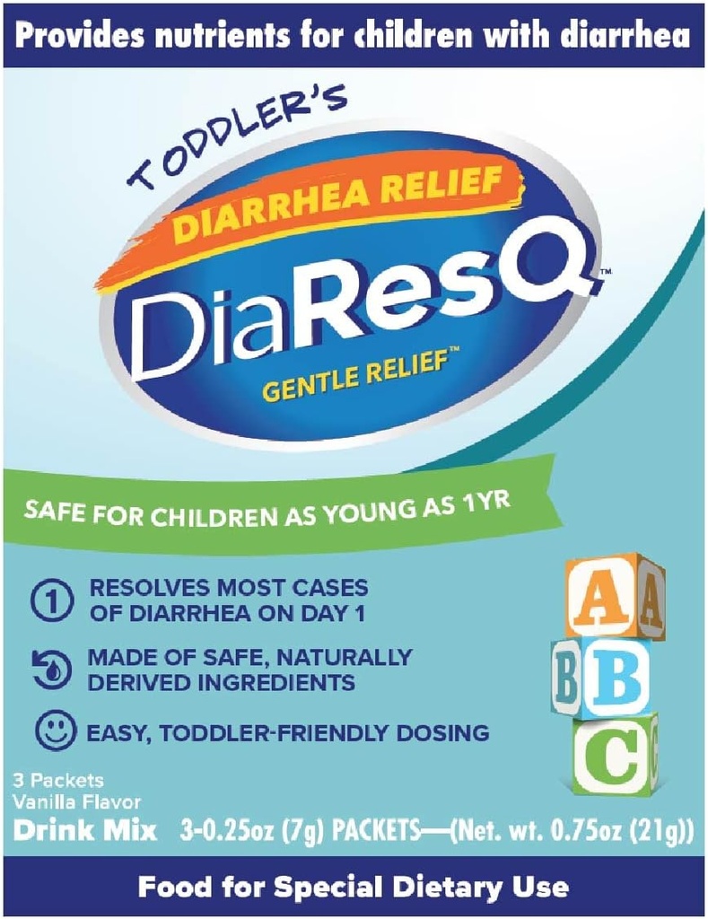 DiaResQ Diarrhea及び免疫サポート トーダーのためのColostrumの飲み物の組合せ(1+年の) 3のパック、穏やかな救助、助けは正常な腸機能、抗生物質及び薬剤なし、グルテンフリー、バニラの味を貯えます