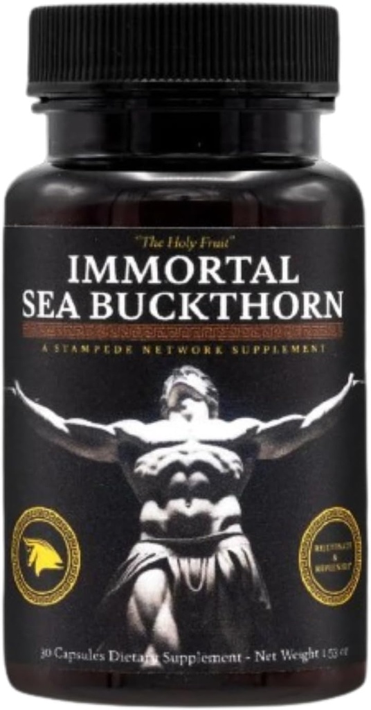 Immortal Sea Buckthornカプセル - 古代のパワー、オメガ3、6、7、9、および放射性皮膚、エネルギーおよび免疫サポートのための抗酸化物質を持つ男性と女性のための近代的な死亡率。