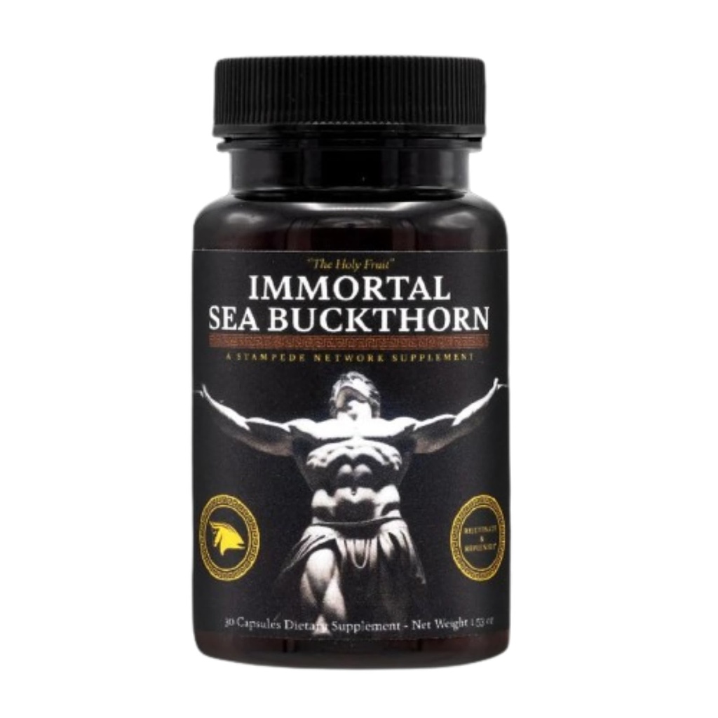 Immortal Sea Buckthornカプセル - 古代のパワー、オメガ3、6、7、9、および放射性皮膚、エネルギーおよび免疫サポートのための抗酸化物質を持つ男性と女性のための近代的な死亡率。