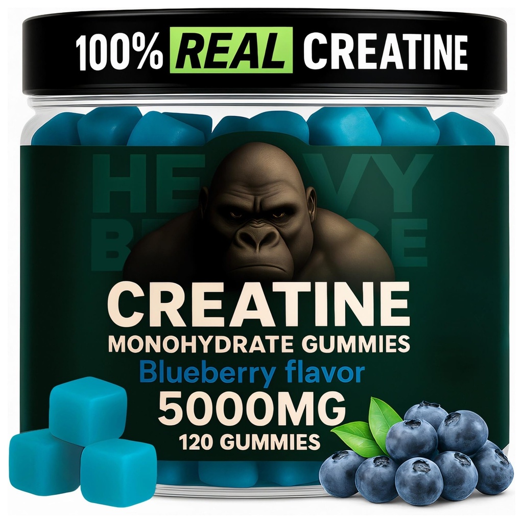 男性と女性のためのクレアチンモノハイドレートグミー 5000mg - ブルーベリー、30のサービングのための120カウント  低カロリーフォーミュラ  筋肉ビルダーとエネルギーブースト  プレワークアウトサプリメントChewableクレアチングミー