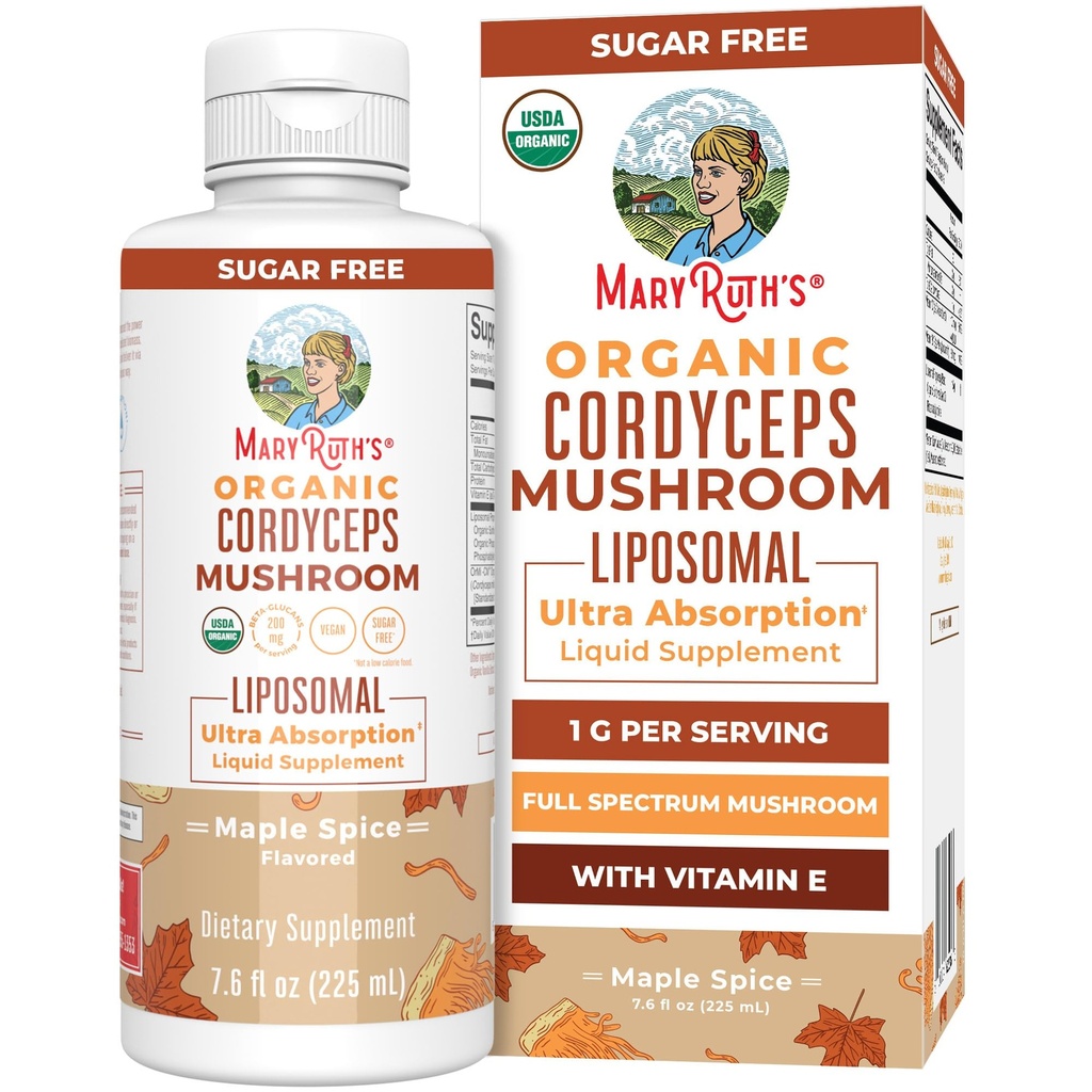 MaryRuth Organic Cordycepsキノコサプリメント | 超吸着剤 | フルスペクトラムマッシュルーム | 200mg β-グルカン サービングあたり | USDA オーガニック | ヴィーガン | 7.6 oz | 15 サービング