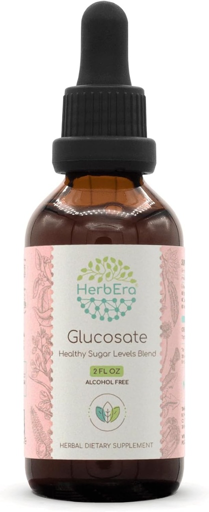 HerbEra Glucosate B60 アルコールフリー エキス チンキ、ビターメロン フルーツ、シナモン バルク、タンポポポ、ジムヌマ リーフ、フェヌグリーク シード、アムラ フルーツ。 健康な砂糖のレベル ブレンド2 Fl Oz