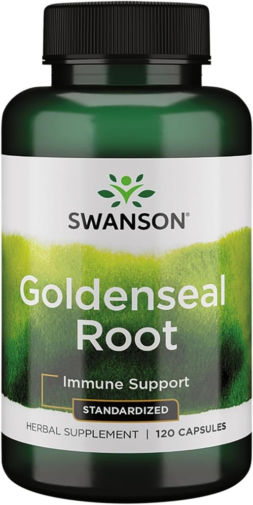 Swanson Goldenseal Root - 免疫サポートと全体的なウェルネスを促進するハーブサプリメント - 最低5%の合計アルカロイドに標準化されたゴールデンシールルート抽出物の特徴 - (120カプセル、125mg各)