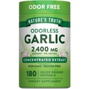 Nature's Truth Odorless Garlic Softgels | 2400mg | 180カウント | 非GMO&グルテンフリーサプリメント