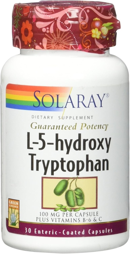 Solarayは効力L-5-HTP + B 6及びC 100のmgのカプセル、30の計算を保証しました