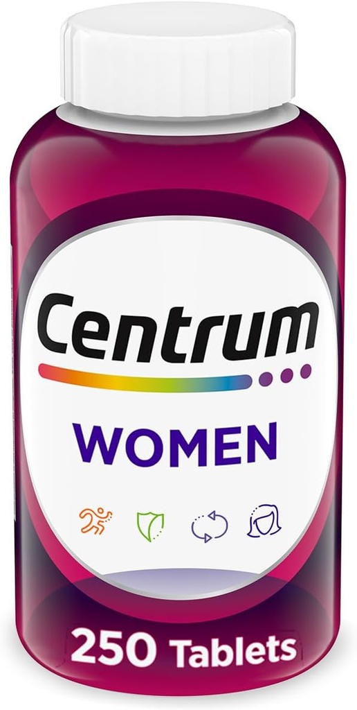 女性のためのCentrum Multivitamin、鉄、ビタミンD3、Bのビタミンおよび酸化防止ビタミンCおよびEのグルテンフリーのGMOの原料- 250の計算
