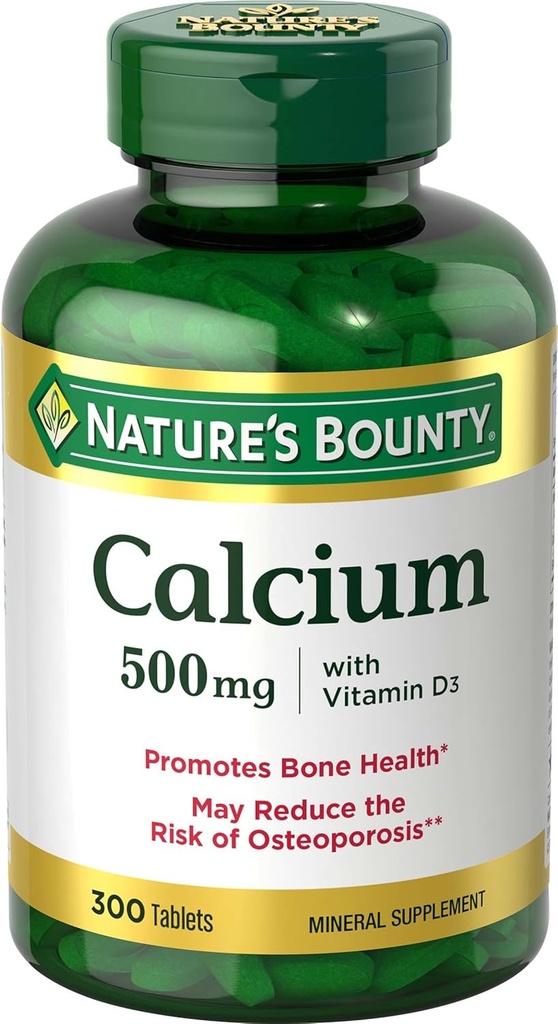 Nature’s Bounty Calcium Plus 400 IU Vitamin D3, Immune Support & Bone Health, 300 Tablets