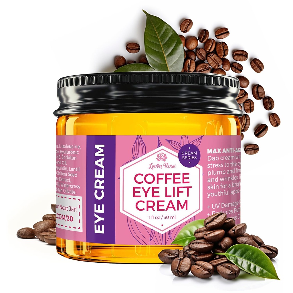 カフェイン1オンスでコーヒーアイクリームをリフティングレブンローズ - ダークサークルとパフィネスのための自然なソリューション - 目の治療の下でアンチエイジングを固着