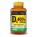マソンナチュラルビタミンD3 10 mcg(400 IU) - 全身の健康をサポートし、骨と筋肉を強化し、100 Softgels