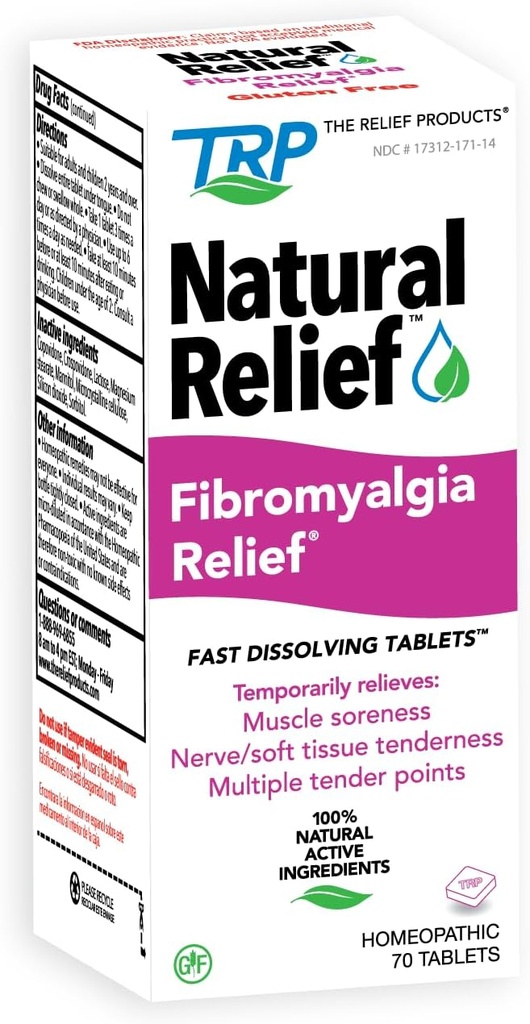 The Relief Products Natural Fibromyalgia Temporary Relief of Muscle Soreness Discomfot Tenderness Difficulty Moving & Joint Pain - 70ct