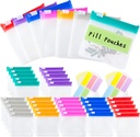 Pill Pouch Bags Reusable Travel Pill Pouches with Labels Set 35 Pcs Pill Baggies Daily Medicine Pill Organizer Small Medicine Bag Self Seal Plastic Pill Packets with Slide Lock (7 Colors)