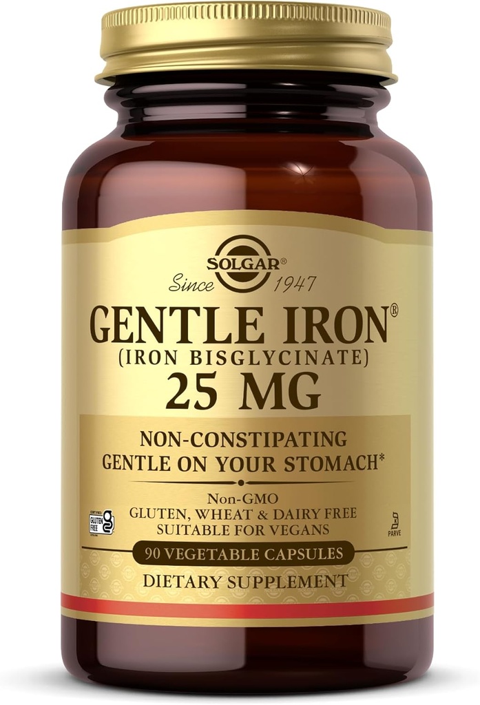 ソルガー・ジェントル・アイロン(イロン・ビスグリクリン酸塩)25mg - 90の野菜カプセル - ノン・コンポスト、あなたの胃に優しい - グルテンフリー - 90のサービング