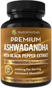 Ashwagandhaの補足は高められた吸収のための黒いペッパーのエキスが付いている優れたashwagandaの根の粉1200mg- 120のベジのカプセルとなしました
