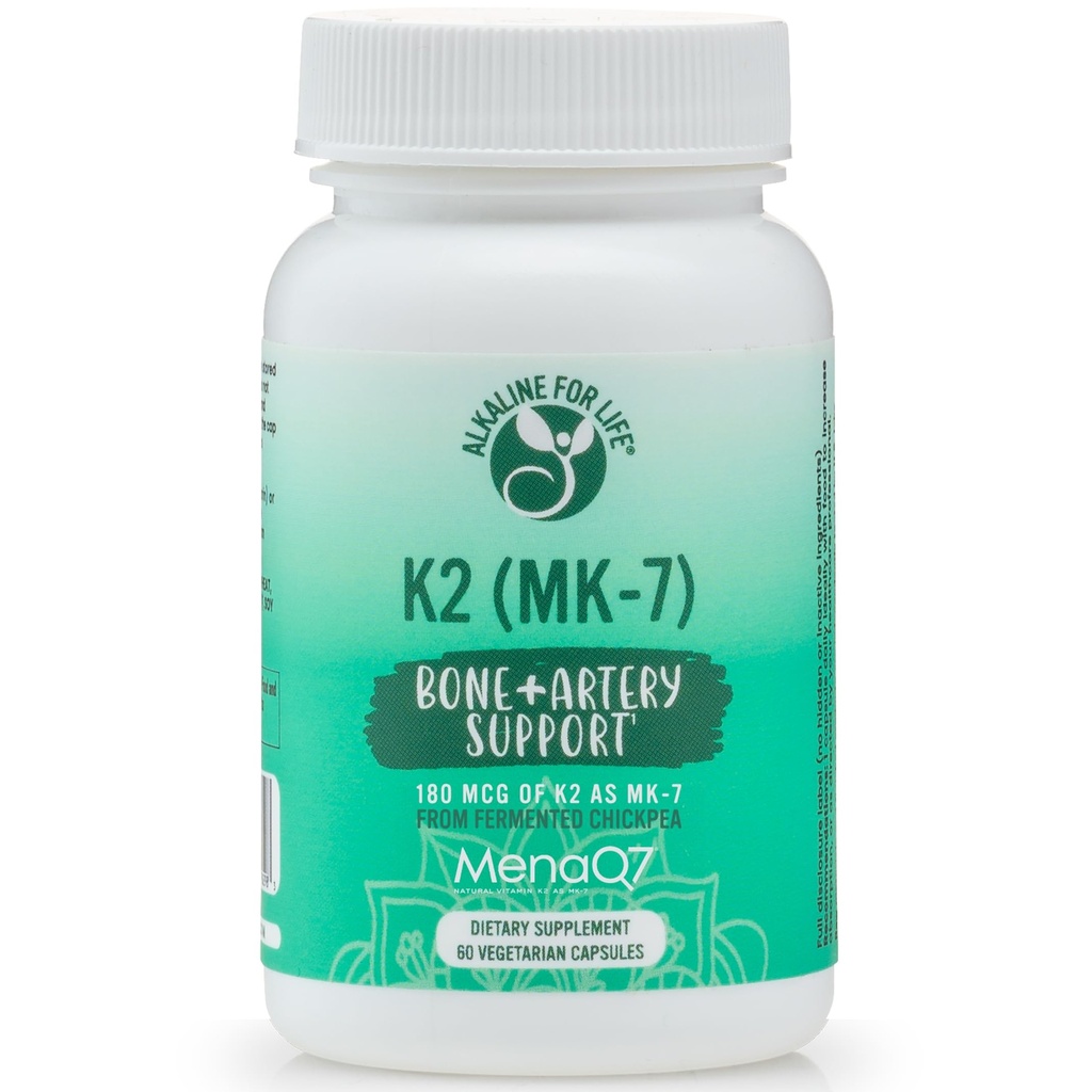 ライフビタミンK用アルカリ MK-7|発酵チクペアス MENAQ7 180mcg 天然ビタミンK2|ワンパーデー|60日サプライサポート 骨と心臓の健康 | 飲みやすい