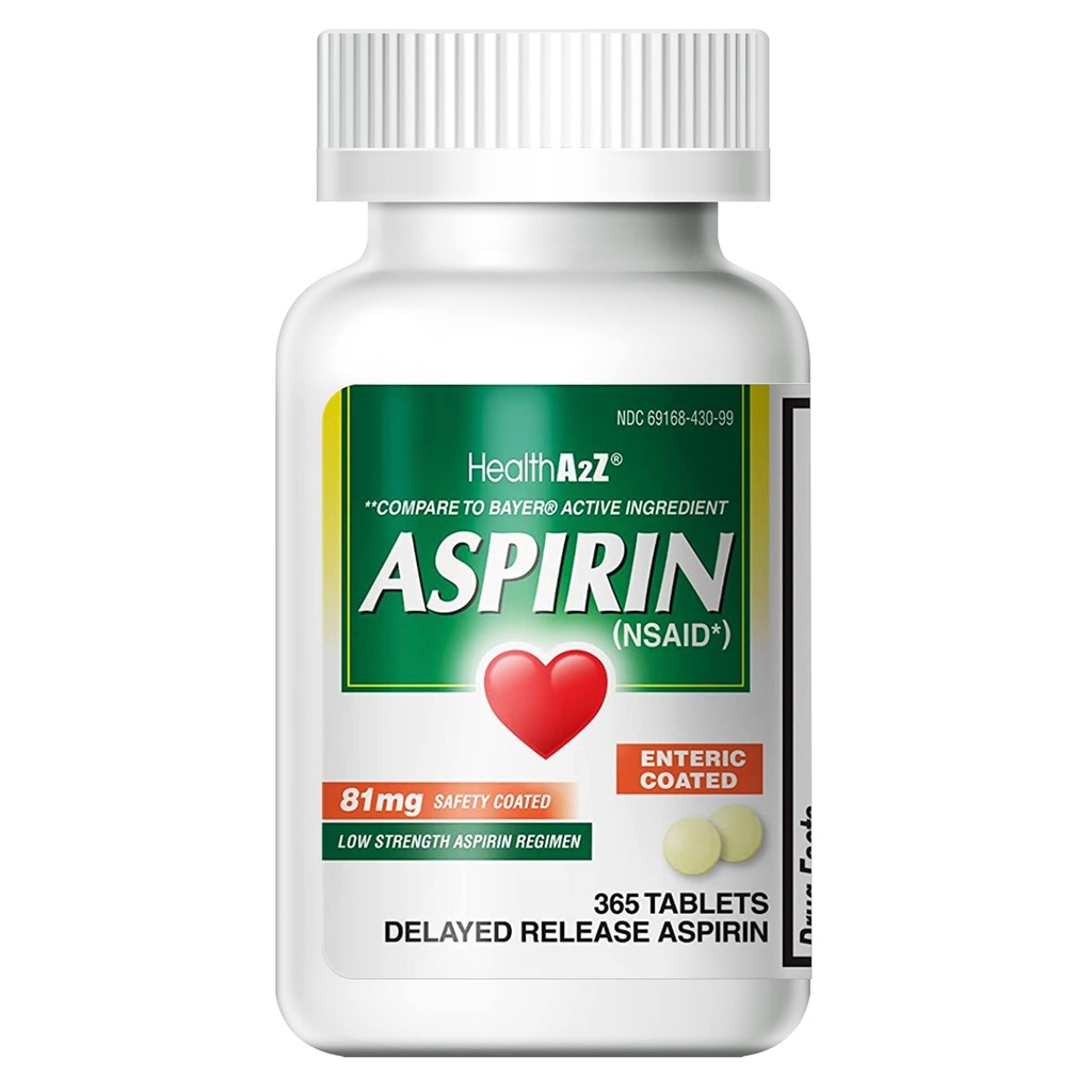 HealthA2Z® アスピリン 81mg | 低強度 | 腸コーティング | 痛みの軽減 | 痛みの軽減 | 痛みの軽減 | 痛みの軽減 | 痛みの軽減 | 頭痛の軽減 | 頭痛の軽減 | 頭痛の軽減
