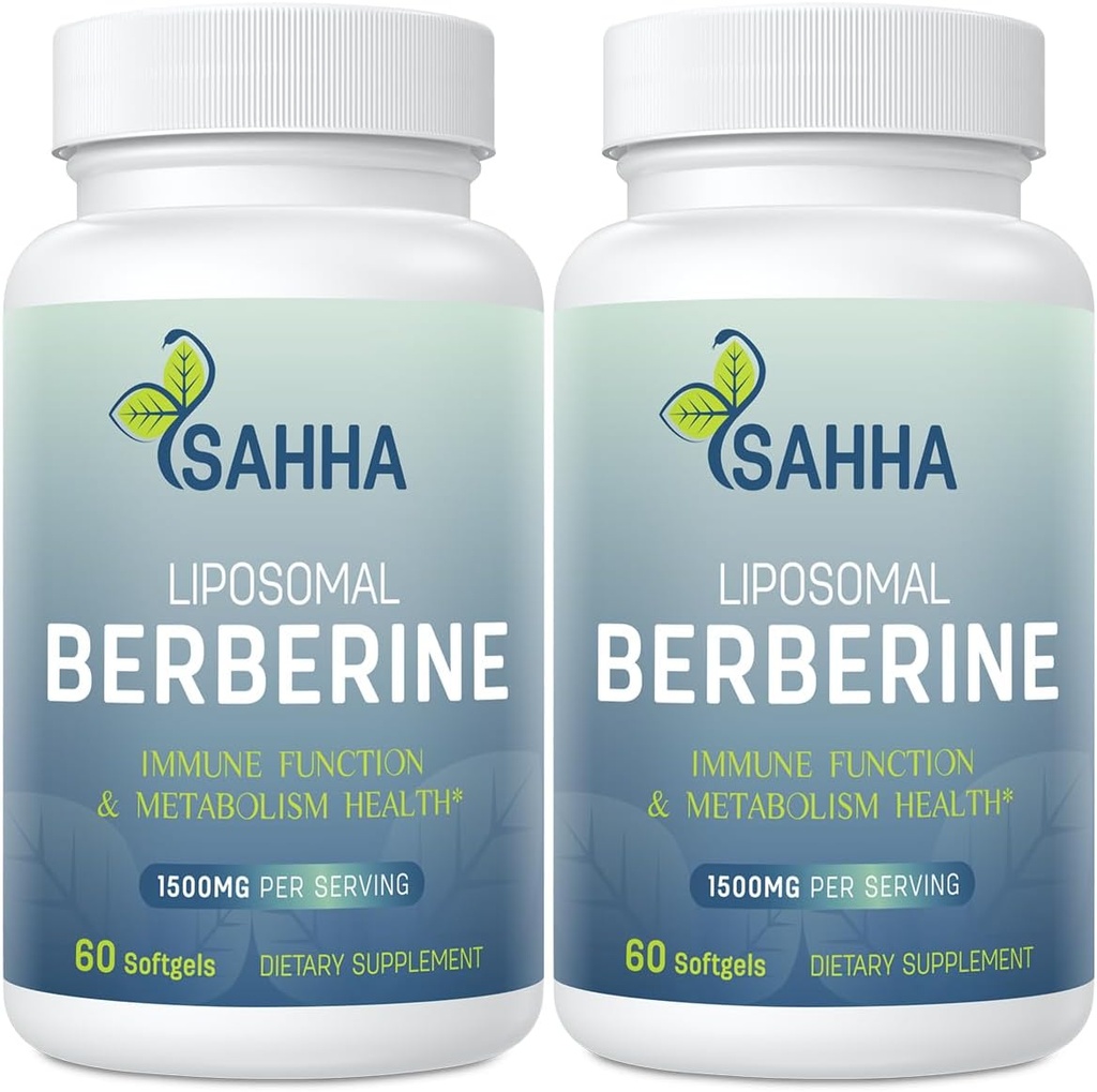 Sahha Liposomal Berberine HCL 1500mg - サポートAMPK及びGLP-1活動、人および女性のための高い生物学的利用性 全体的な健康の補足(2パック)