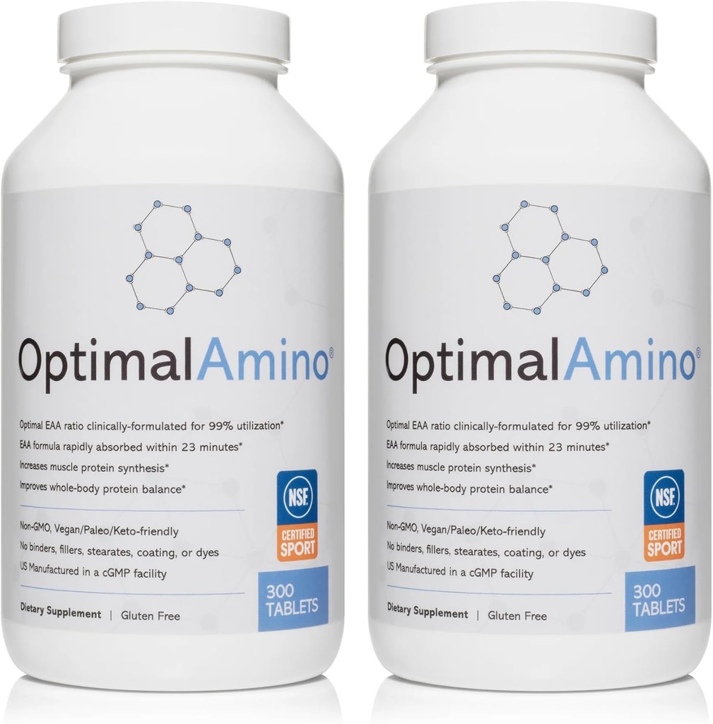 OptimalAminoはフィットネスバンドル(600カウント)を錠剤にします | 99%はエッセンシャルアミノ酸(EAA)サプリメントを利用しました | 筋肉の回復の増加、BCAAタンパク質のプレ/ポストワークアウト、NSFはスポーツ®認定