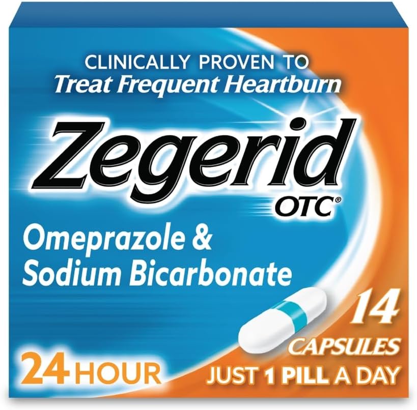 Zegerid OTC 24Hour Heartburn救済、Omeprazole 20mg +ナトリウムのBicarbonateの唯一のプロトン ポンプ抑制剤は、Frequent Heartburn、14ctカプセルを扱います