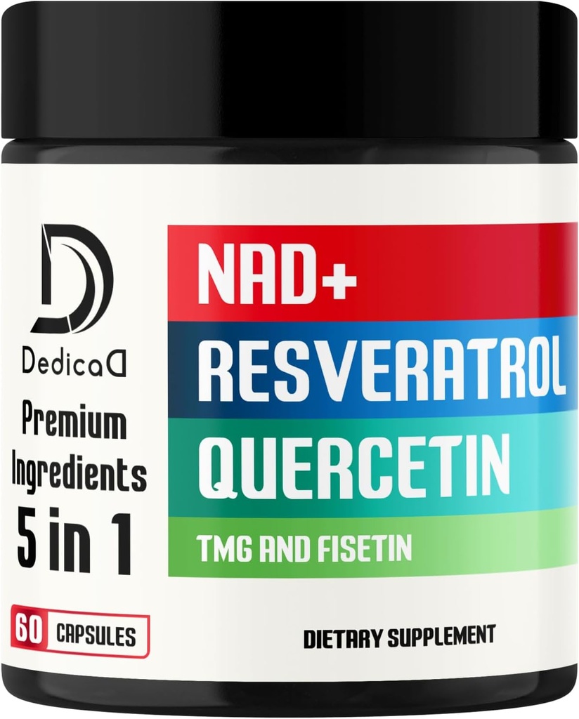 NADの補足500mg - 純粋なNADの補足- Fisetin、TMG、Resveratrolおよびケルセチン-エネルギーおよびDNAの修理、老化の防衛、頭脳機能- 60のカプセルに結合される