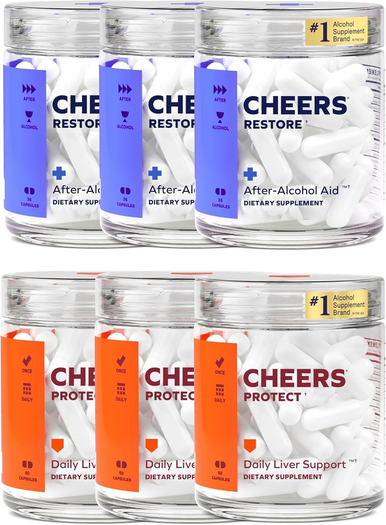 チェアーズ・レバーコンボ | 再建・保護 | 飲酒後、あなたの肝臓と気分を良く | DHM, L-Cysteine, ミルク・アザミ, パイリー・ピアーズ, B-Vitamins | 36 Doses Restore, 90 Doses Protect | サプリメント