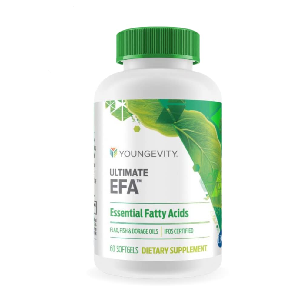 Youngevity Ultimate EFATM – Omega 3, 6 & 9 サプリメント | ボラージュ、フラックス&フィッシュオイルのブレンド | ハート、脳、全体的な健康をサポート | 60 ソフトジェル